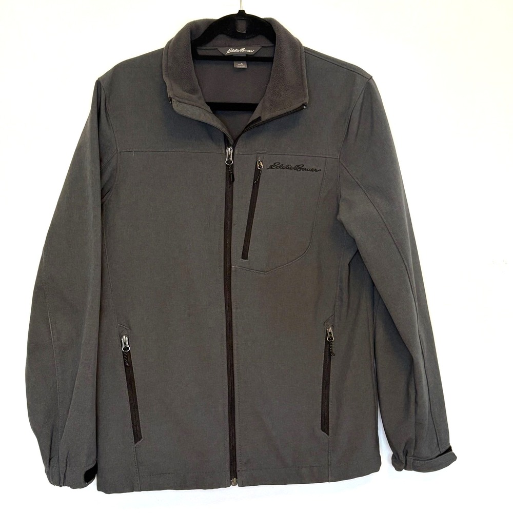 Eddie Bauer Men's Jacket, Gray, Fleece Lined/Soft Shell, Full Zip, Size: Small